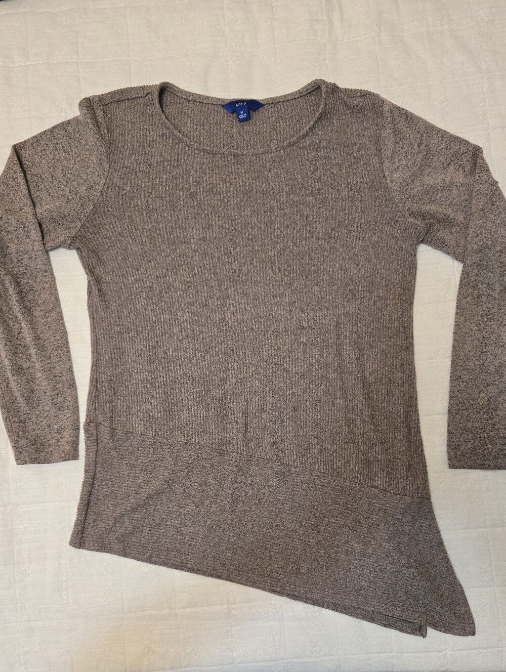 Apt. 9 Gray Long-Sleeve Asymmetrical Sweater Medium